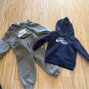 Nike olive green and Navy Kids Hoodie Set